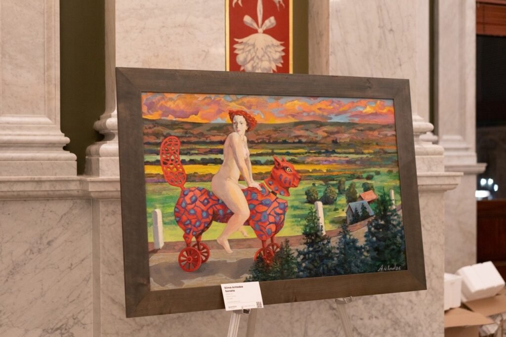 Painting: Dusk by Dima Antadze at The Library of Congress - Rooted in Culture, Size:72X113 cm , Medium:Cardboard , Acrylic Art Gallery Line - Contemporary Georgian Art