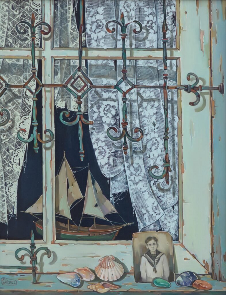 Oil painting “My Captain” by Maia Ramishvili, 2025, featuring a still life with emotions of longing