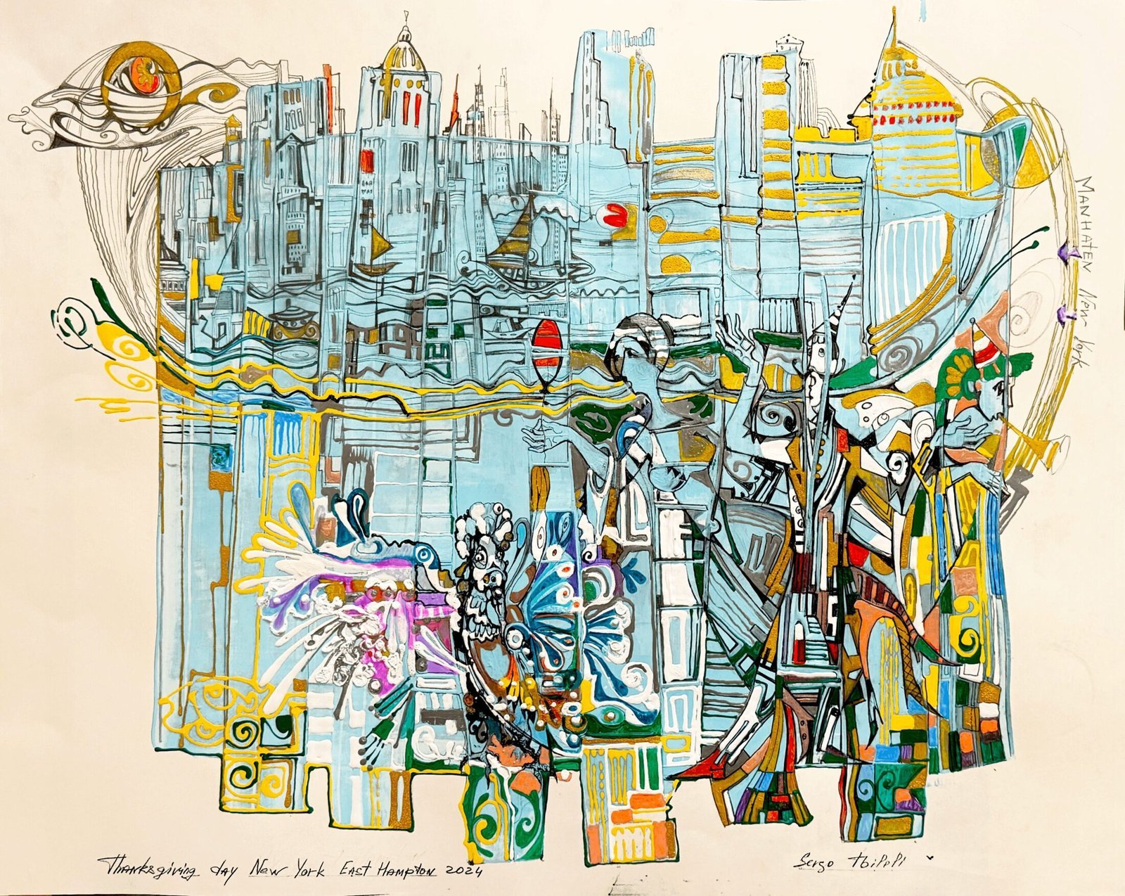 Thanksgiving day in New York — Sergo Tbileli — 2024 — Mix Media, Paper