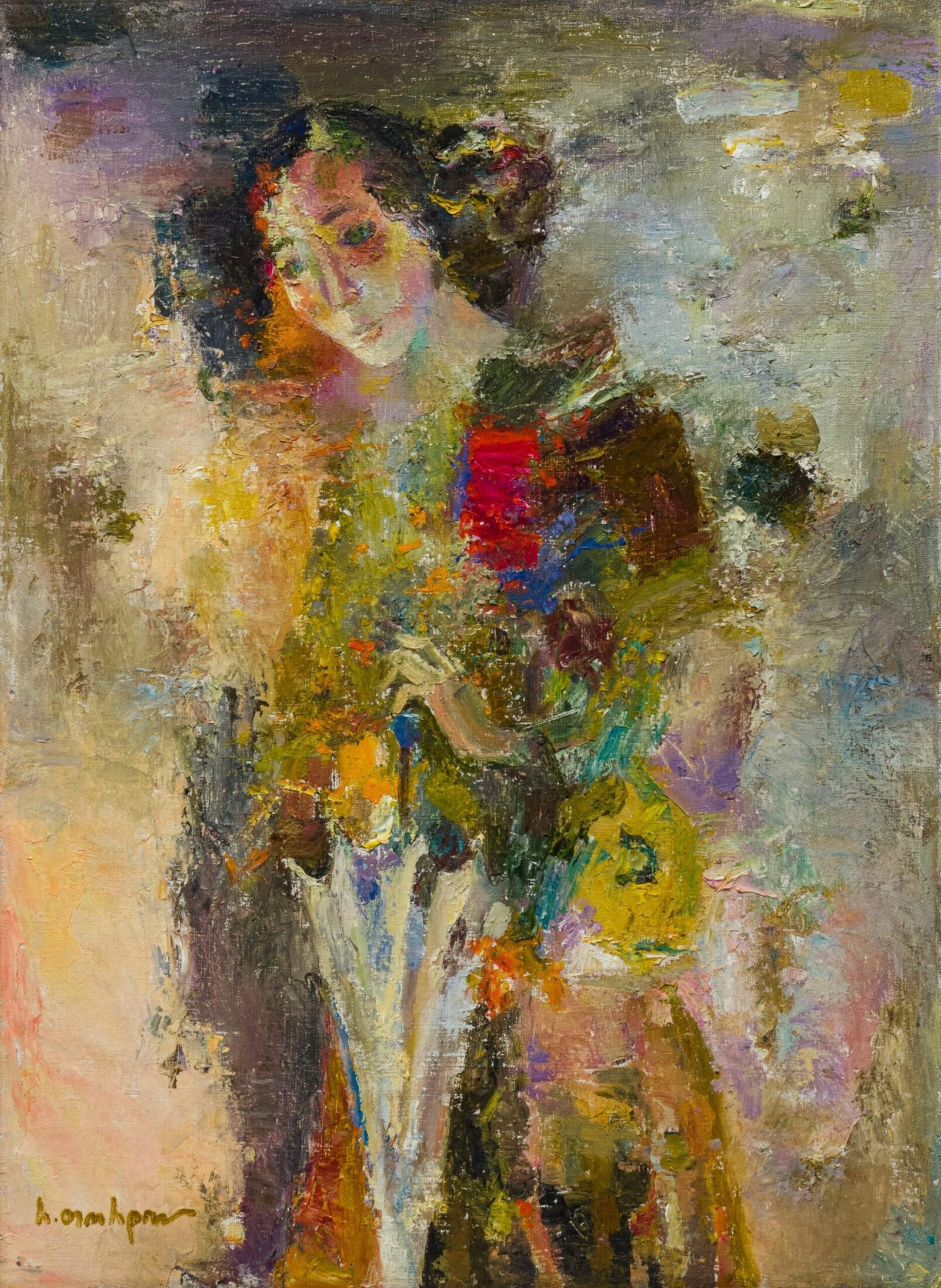 A Young Woman with Umbrella