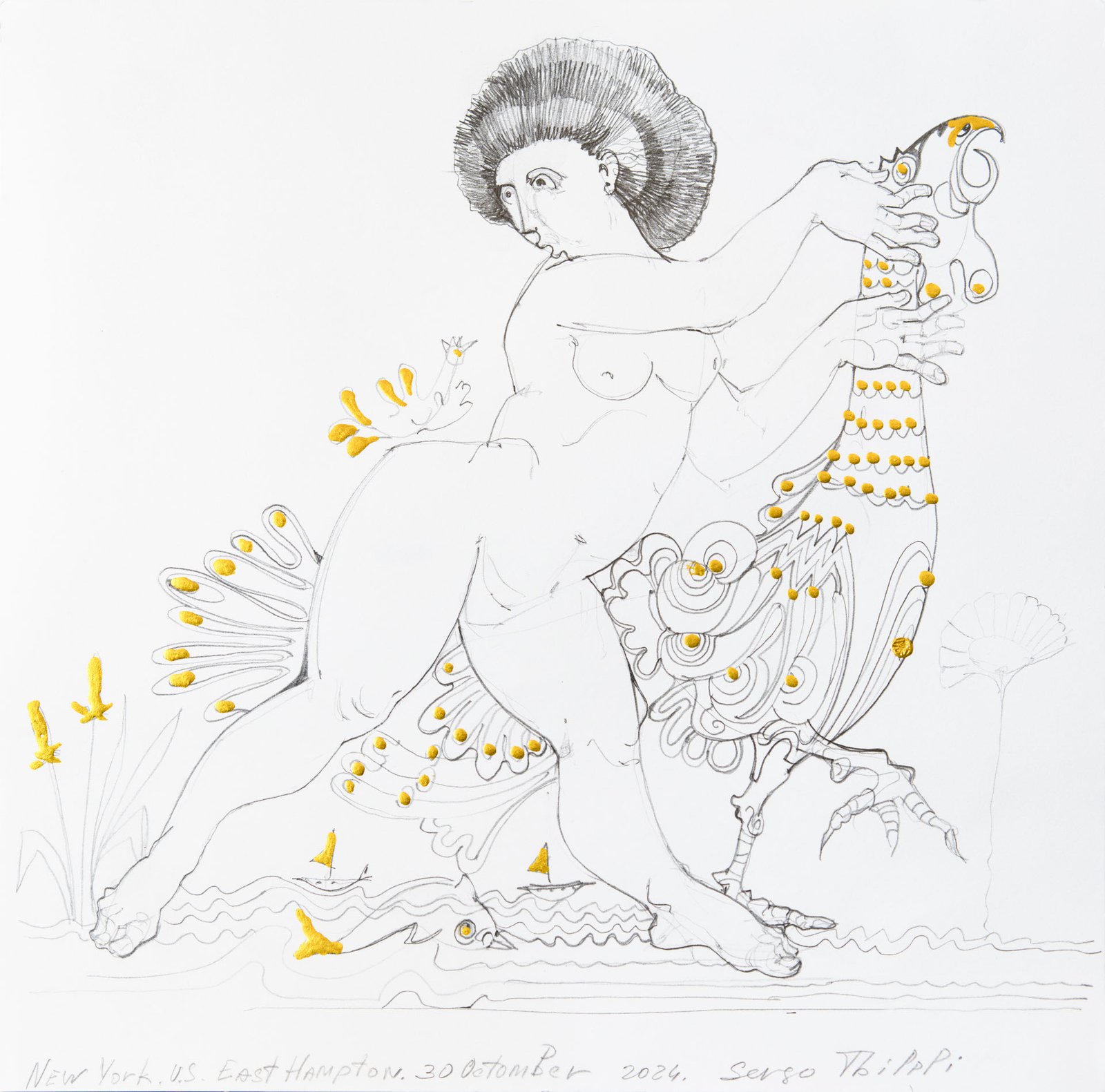 The Artemis Dance — Sergo Tbileli — 2025 — Acrylic, Paper, Pencil