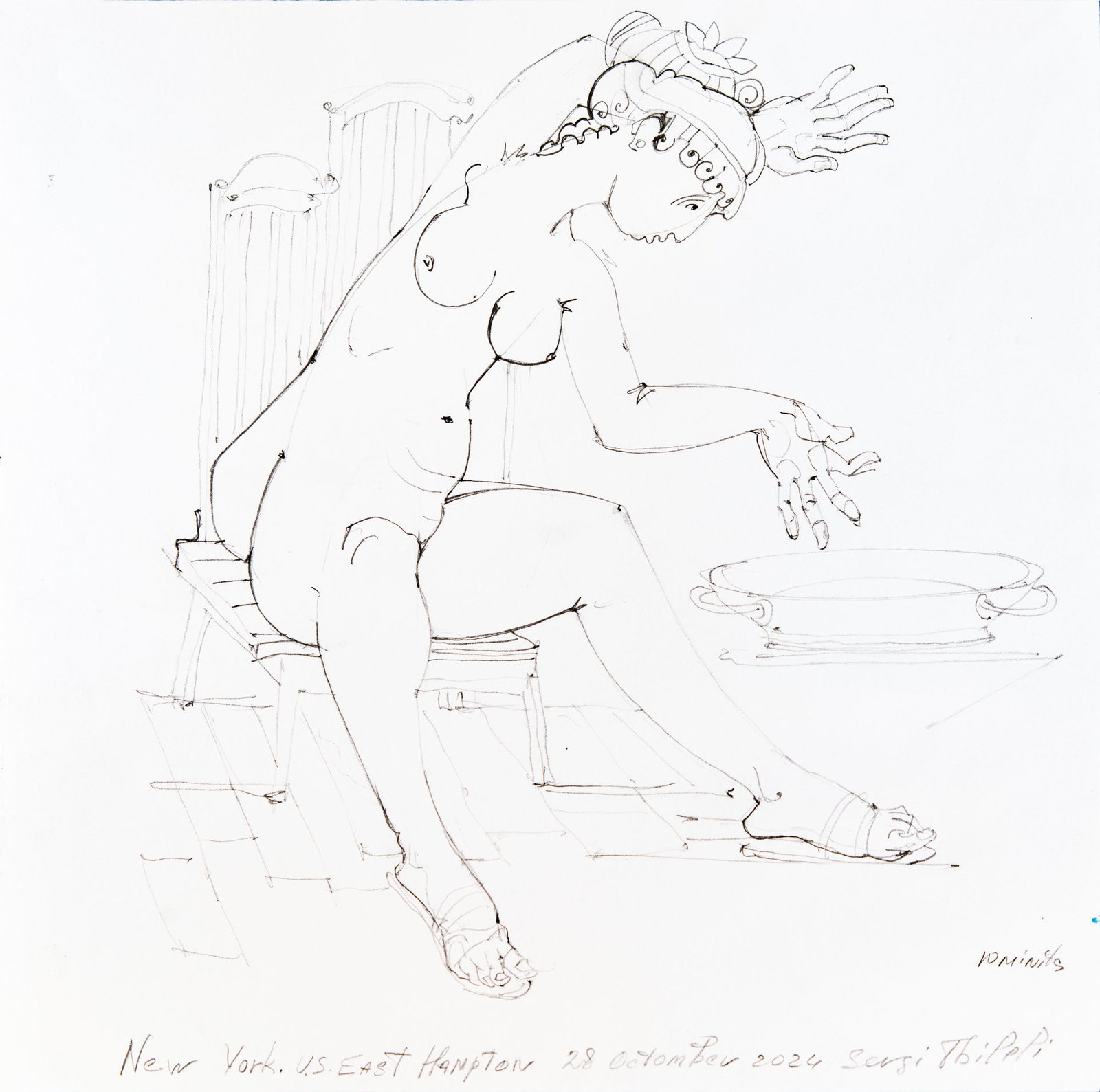 The Bather — Sergo Tbileli — 2025 — Paper, Pencil