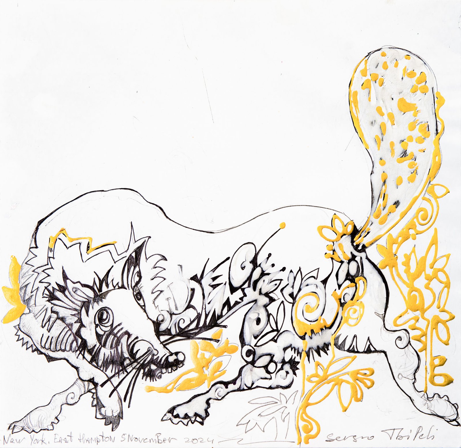 The Wolf — Sergo Tbileli — 2025 — Acrylic, Paper, Pencil