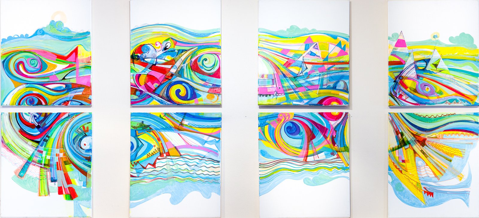 Ocean and Sky Panel II — Sergo Tbileli — 2025 — Canvas, Mix Media