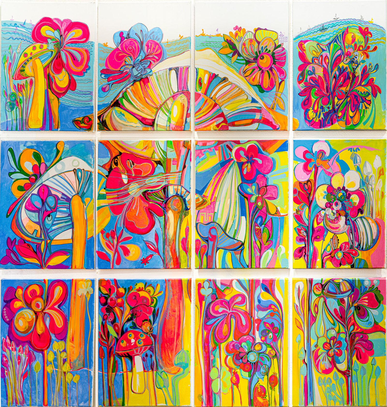 We Are Mushrooms Panel III — Sergo Tbileli — 2025 — Canvas, Mix Media