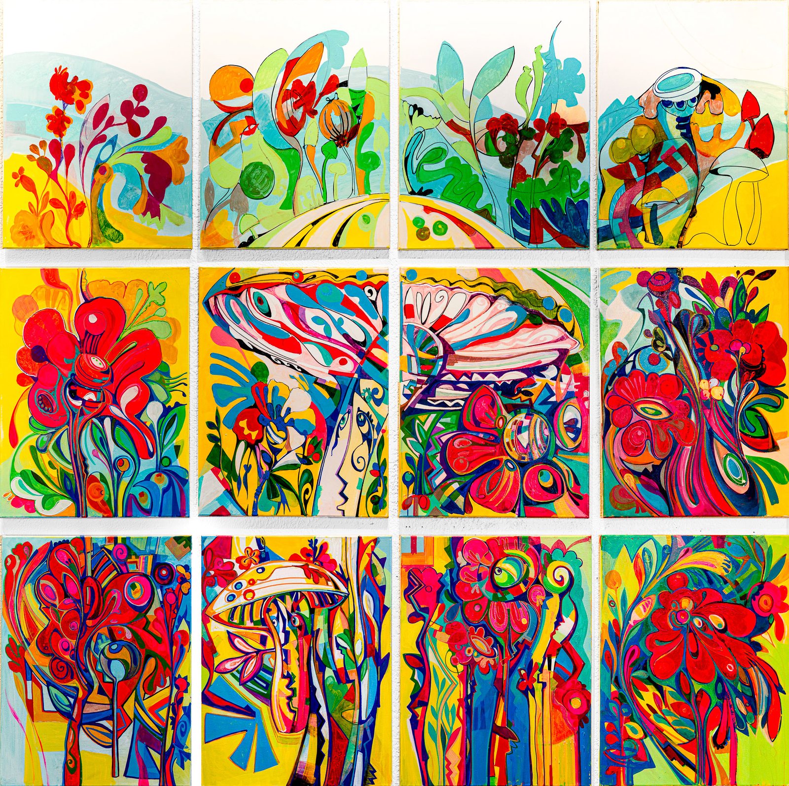 We Are Mushrooms Panel I — Sergo Tbileli — 2025 — Canvas, Mix Media