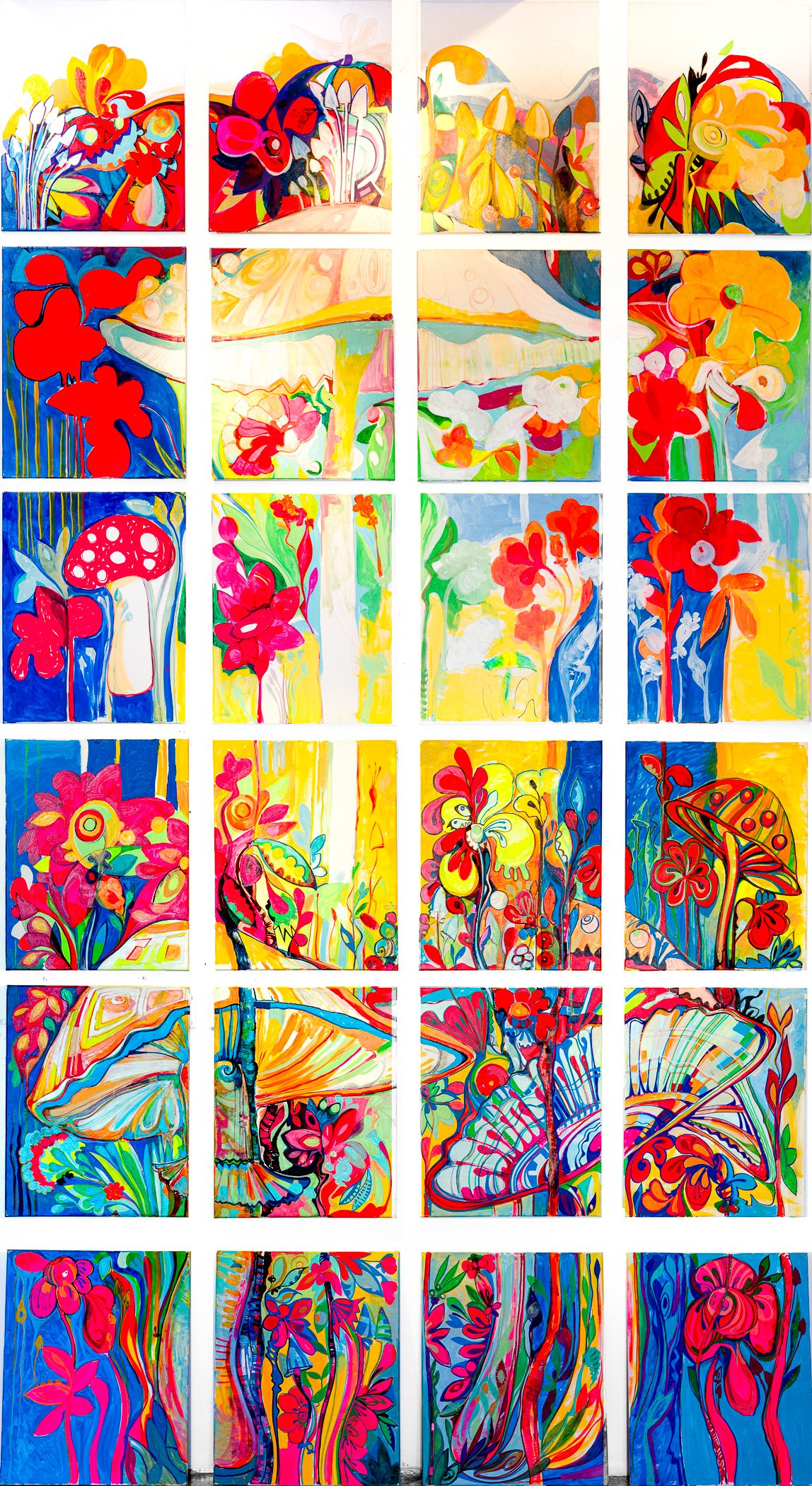 We Are Mushrooms Panel IV — Sergo Tbileli — 2025 — Canvas, Mix Media