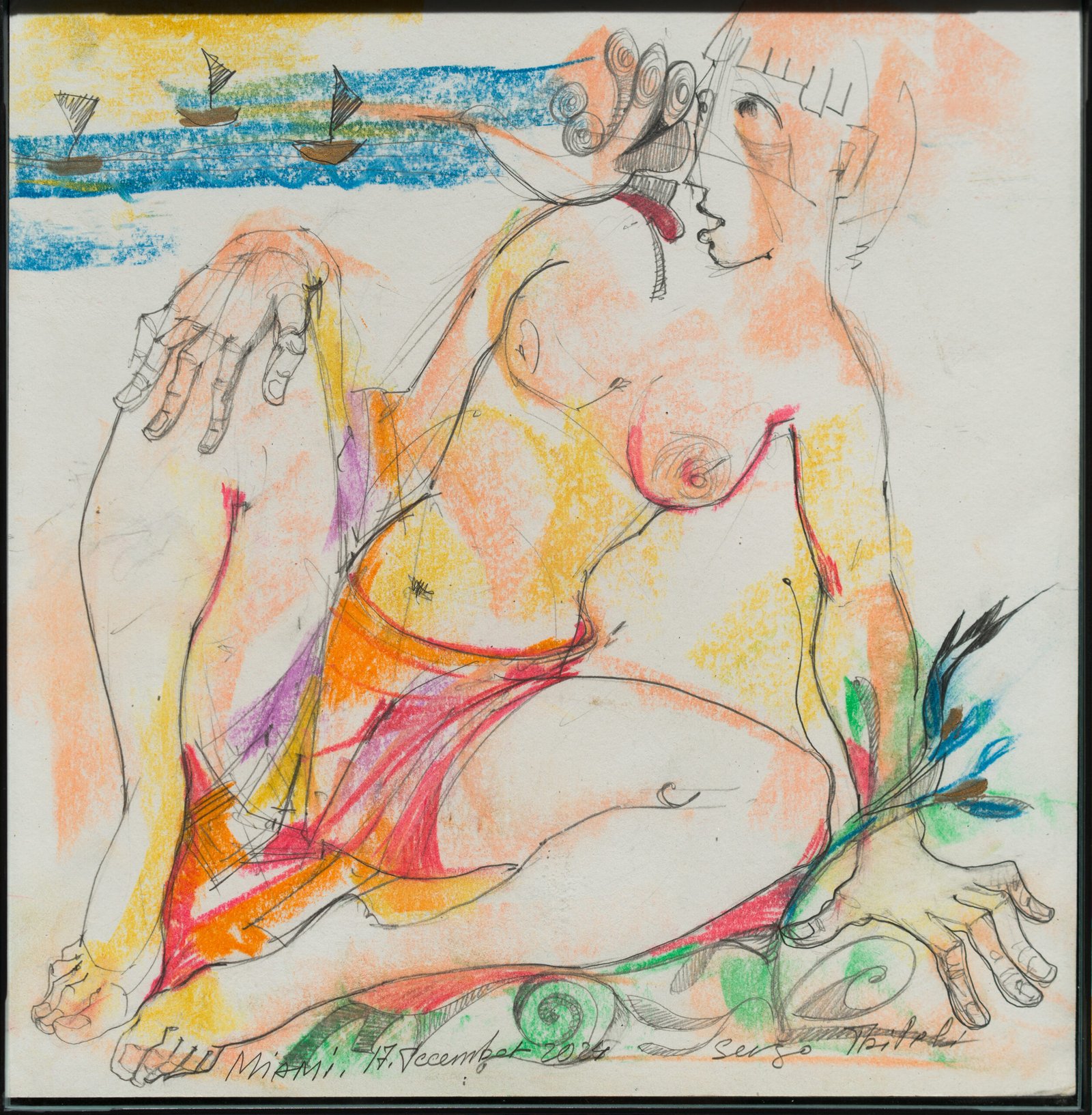 Miami Beach — Sergo Tbileli — 2025 — Cardboard, Pastel