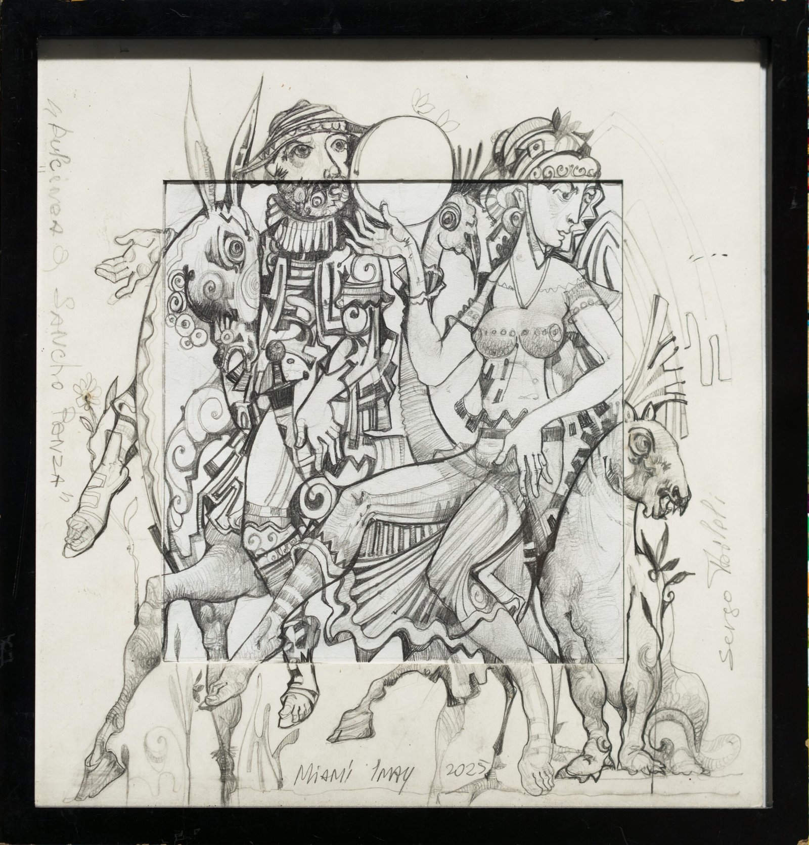 Dulcinea & Sancho Panza (pencil) by Sergo Tbileli