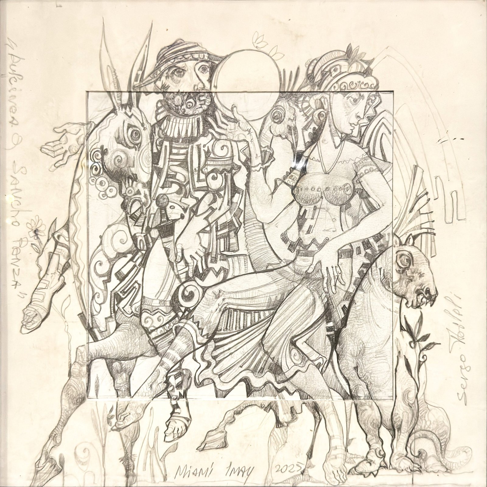 Dulcinea & Sancho Panza (pencil) by Sergo Tbileli