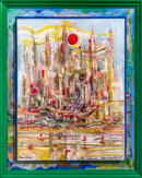 The Navy Yard — Sergo Tbileli — Mixed media on canvas and wood — 50.5 × 40.5 cm — 2024 — Unique work — Presented by Art Gallery Line