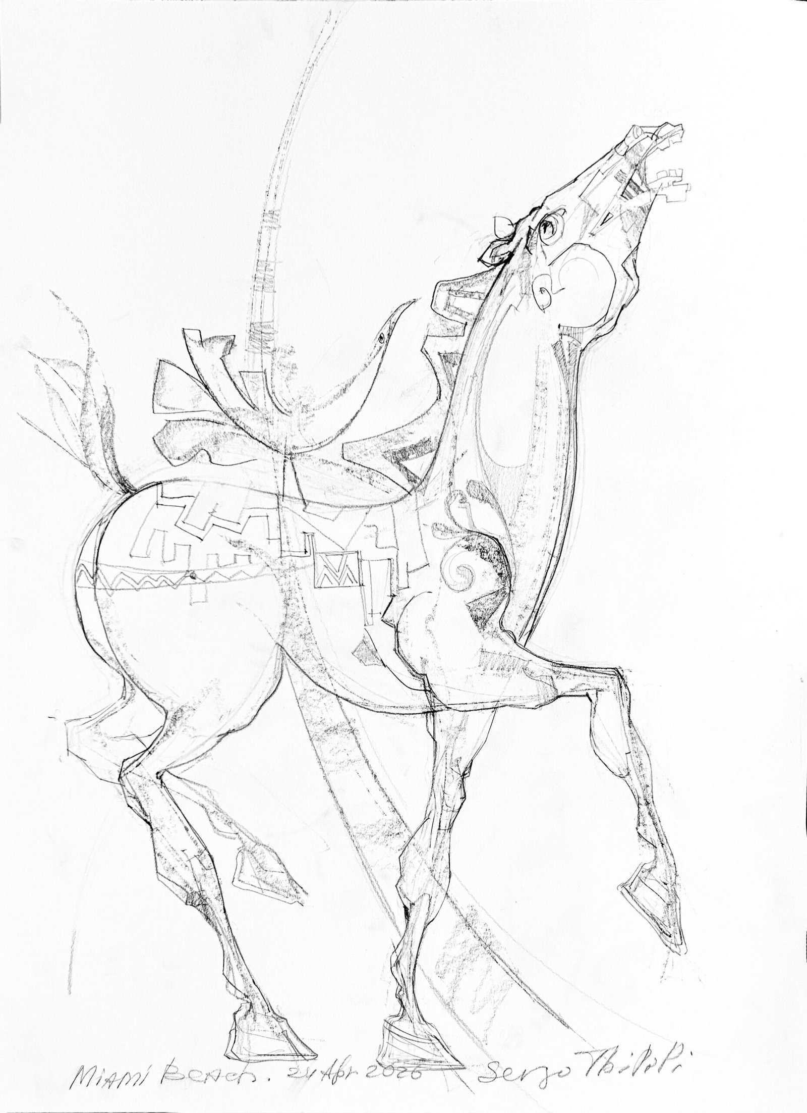 Horse & Bird — Sergo Tbileli — 2026 — Paper, Pencil