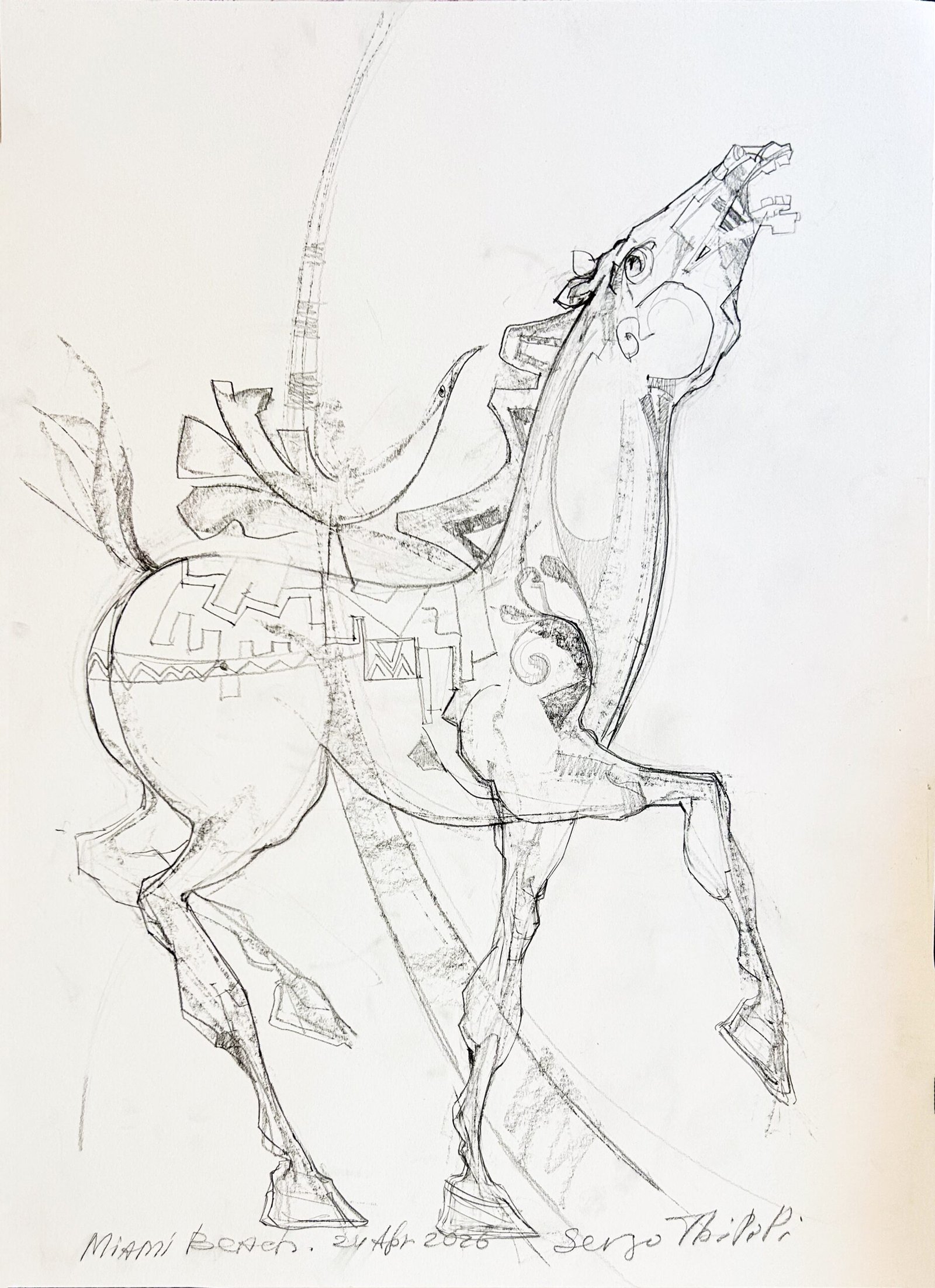 Horse & Bird — Sergo Tbileli — 2026 — Paper, Pencil