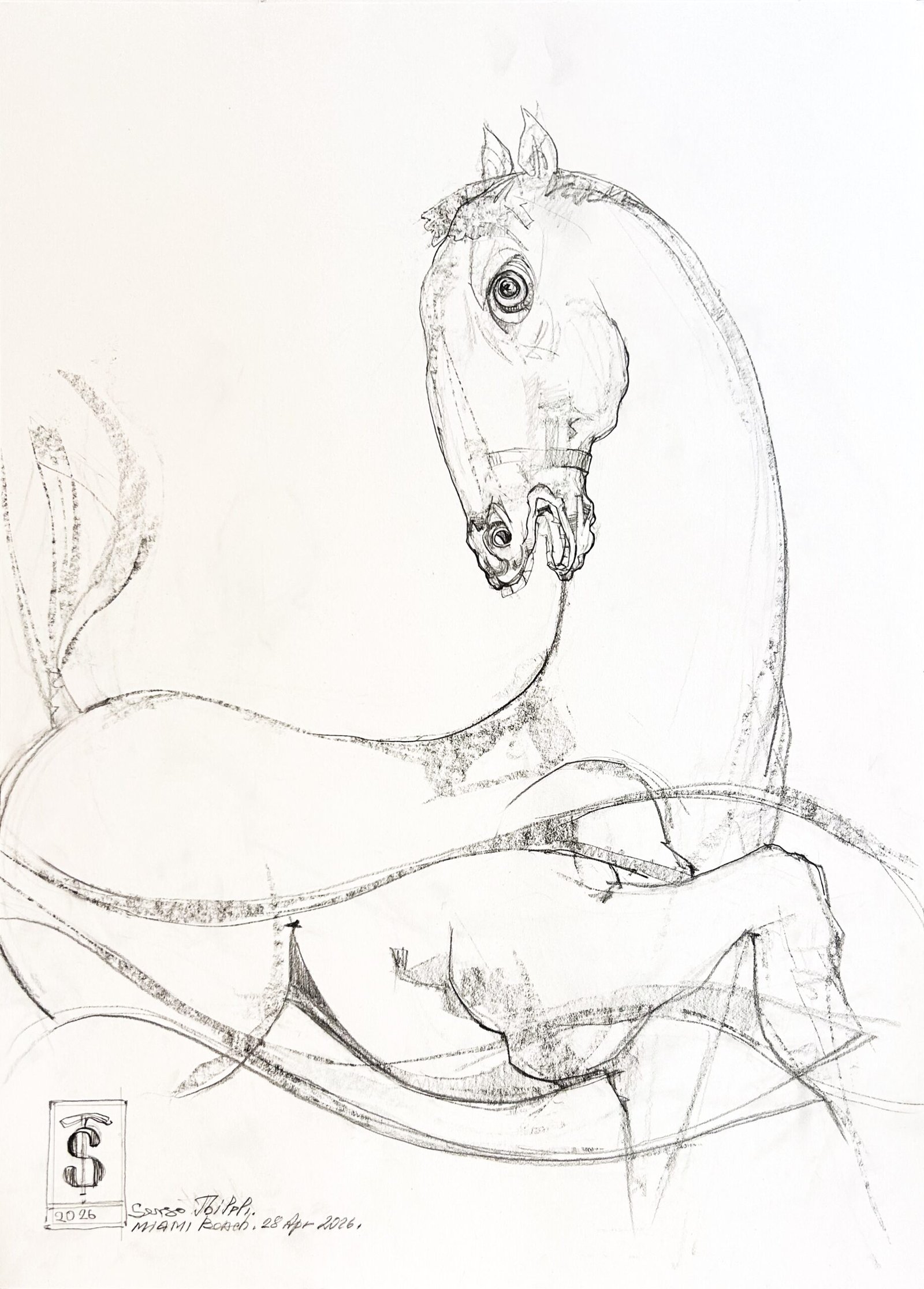 Horse (Copy) — Sergo Tbileli — 2026 — Paper, Pencil