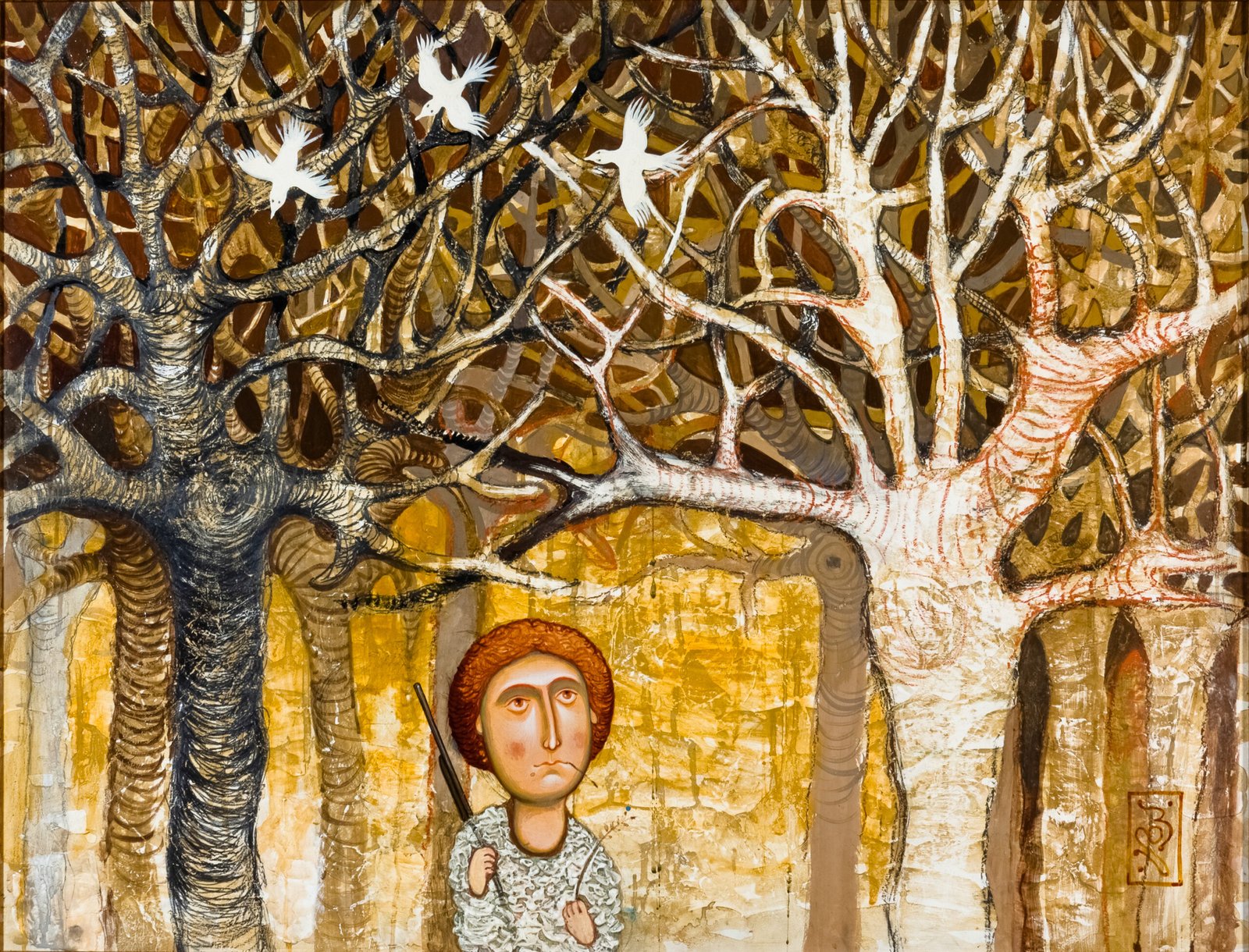 The Hunter — Dato Popiashvili — Oil on cardboard — 91 × 117 cm — 2011 — Unique work — Presented by Art Gallery Line