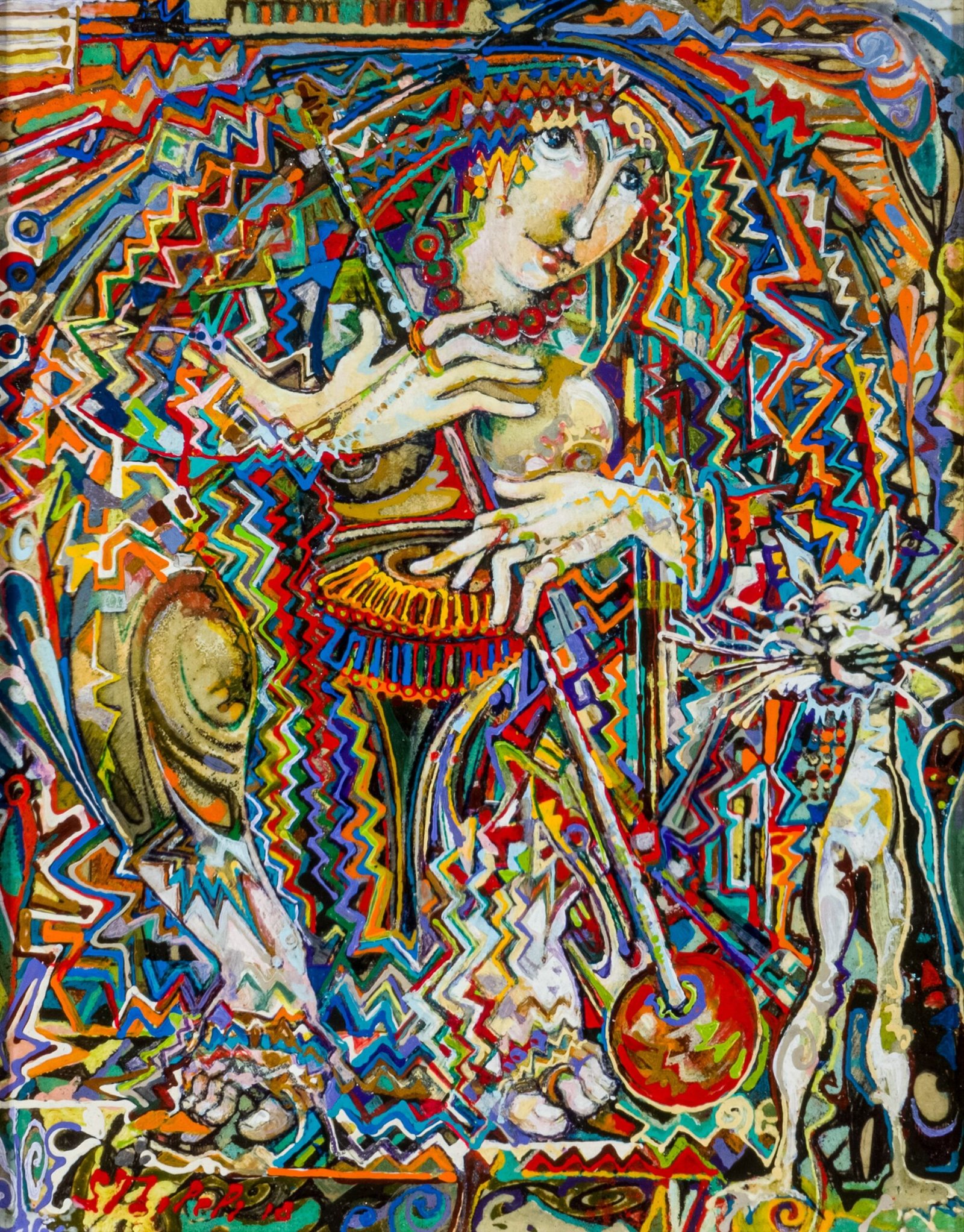 Sergo Tbileli, Resting in the Forest, 2018, mixed media on cardboard