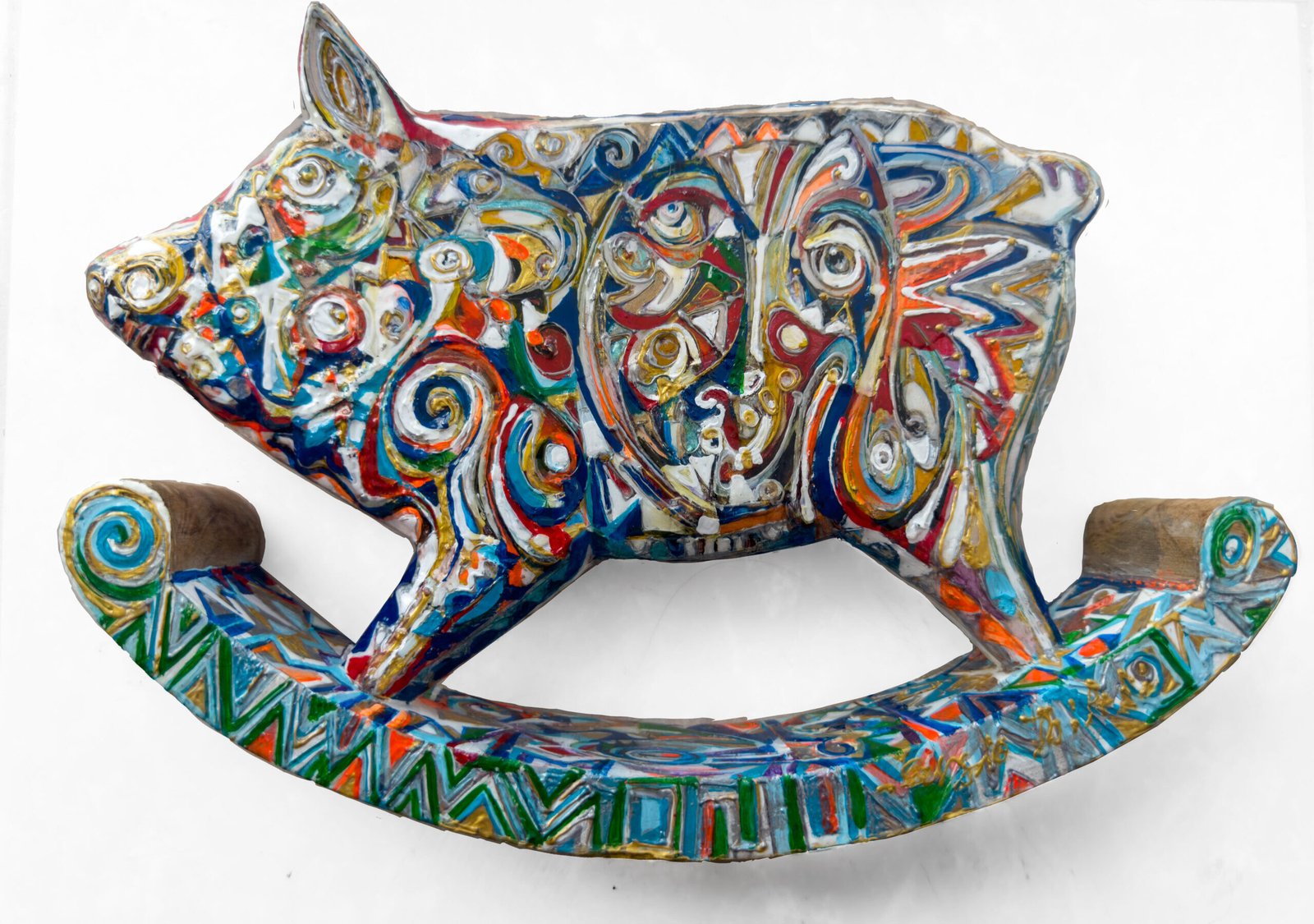 The Piggy — Sergo Tbileli — Mixed media on wood — 2022 — Unique work — Presented by Art Gallery Line